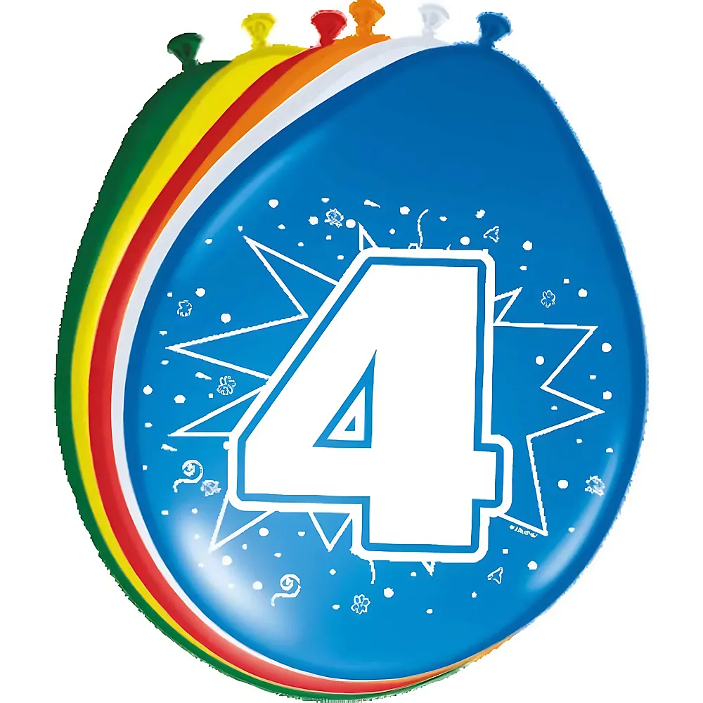 meinspielzeug - Folat Zahlenballons 4 Jahre - 8 Teile | Ballone