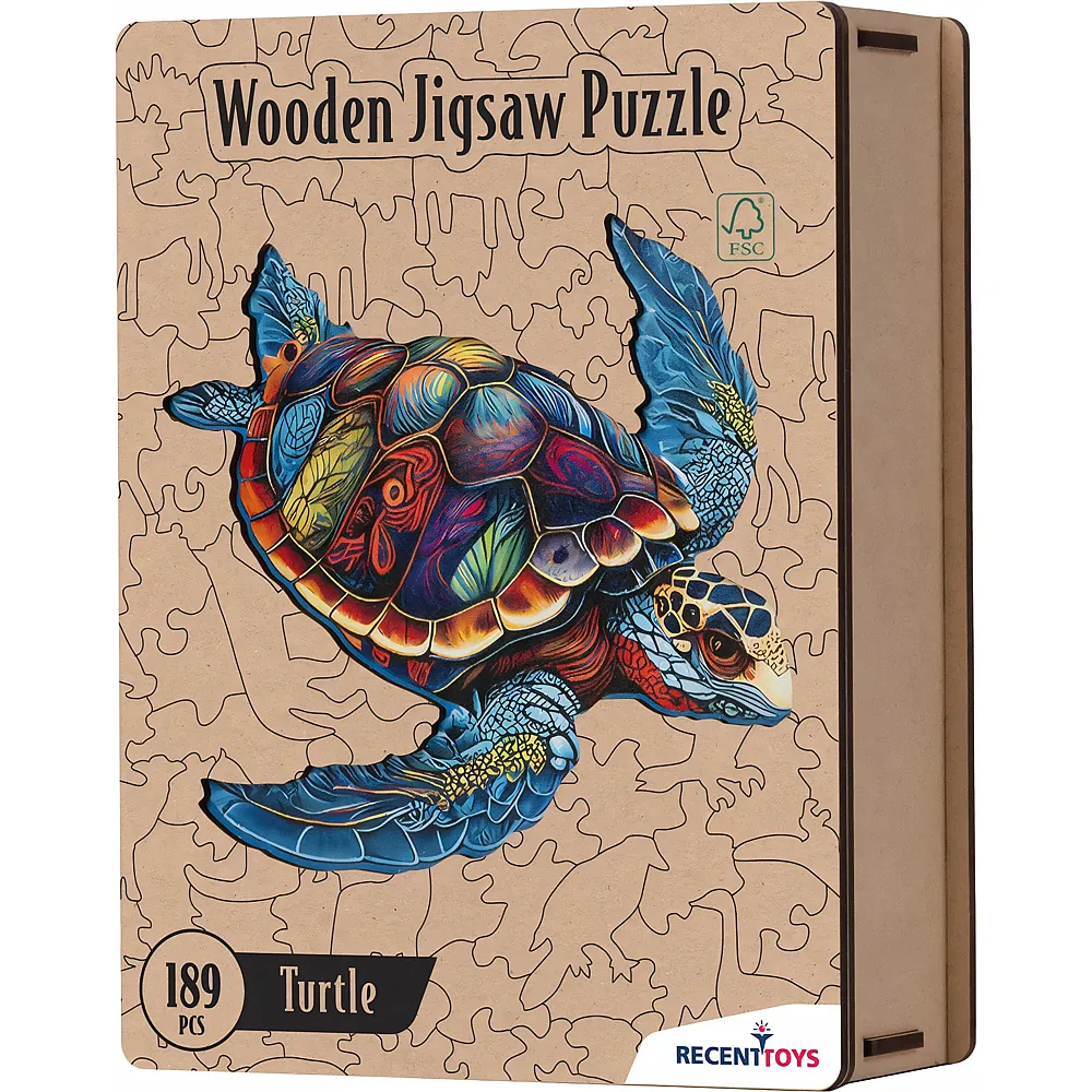 Recent Toys Puzzle Holz Turtle 189 Teile, 28x31 cm,