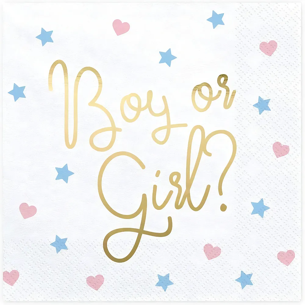 PartyDeco 20 Servietten Boy Or Girl 33 x 33cm