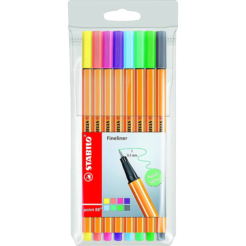Stabilo point 88 Pastell - 8 Teile | Farbe & Kreide