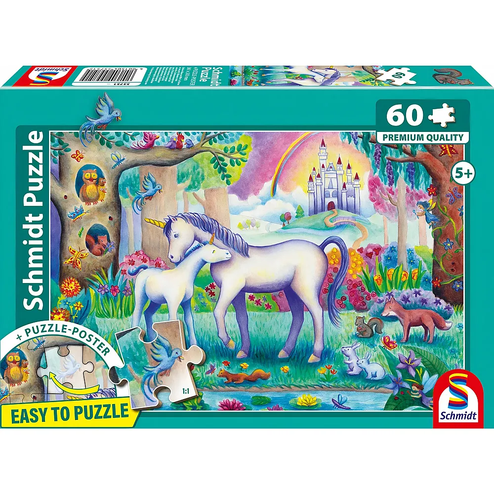Schmidt Puzzle Einhorn-Mama mit Mini - 60 Teile
