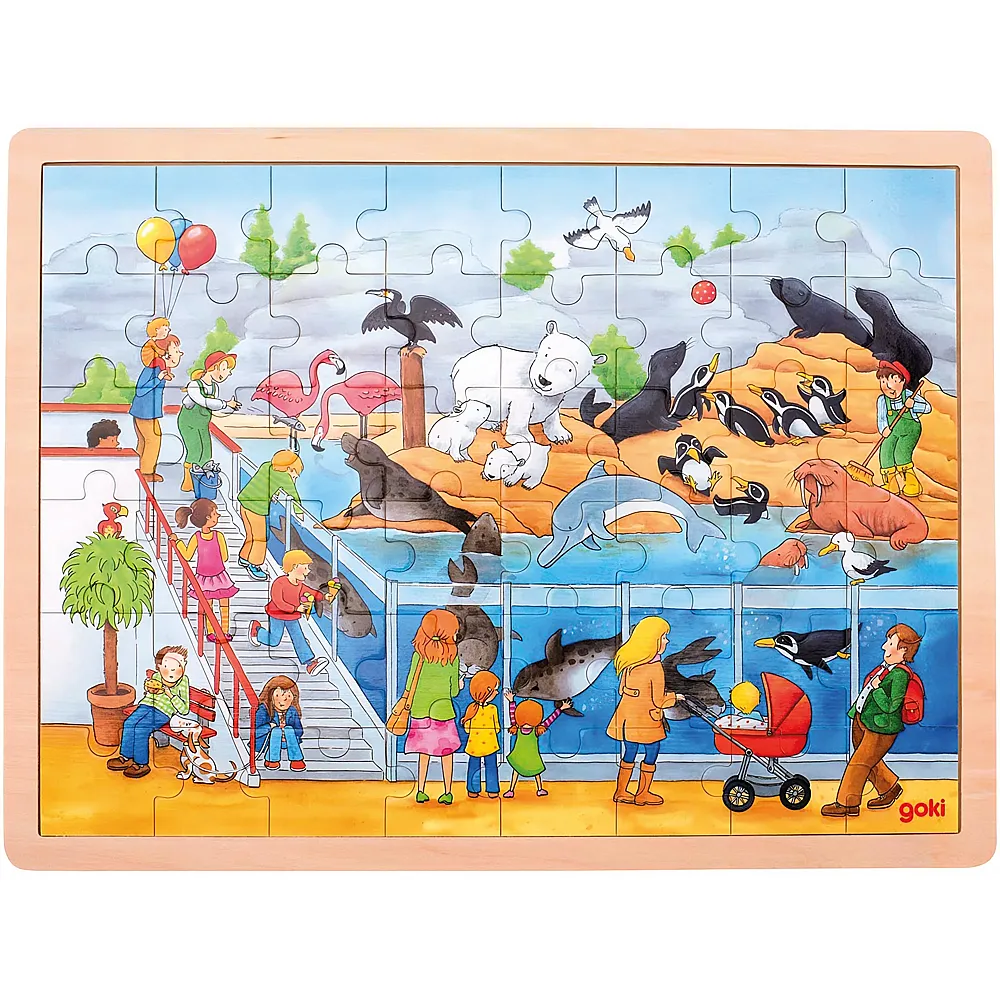Goki Puzzle Ausflug in den Zoo 48Teile | Rahmenpuzzle