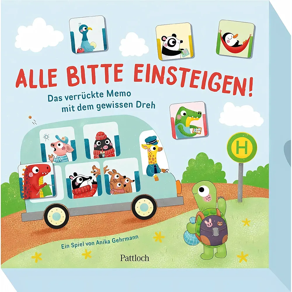 Pattloch Alle Bitte einsteigen: Das verr�ckte Memo mit dem gewissen Dreh  Lustiges Memory-Spiel mit Karten in Busform  F�r 2-4 Personen  Ab 3 Jahren
