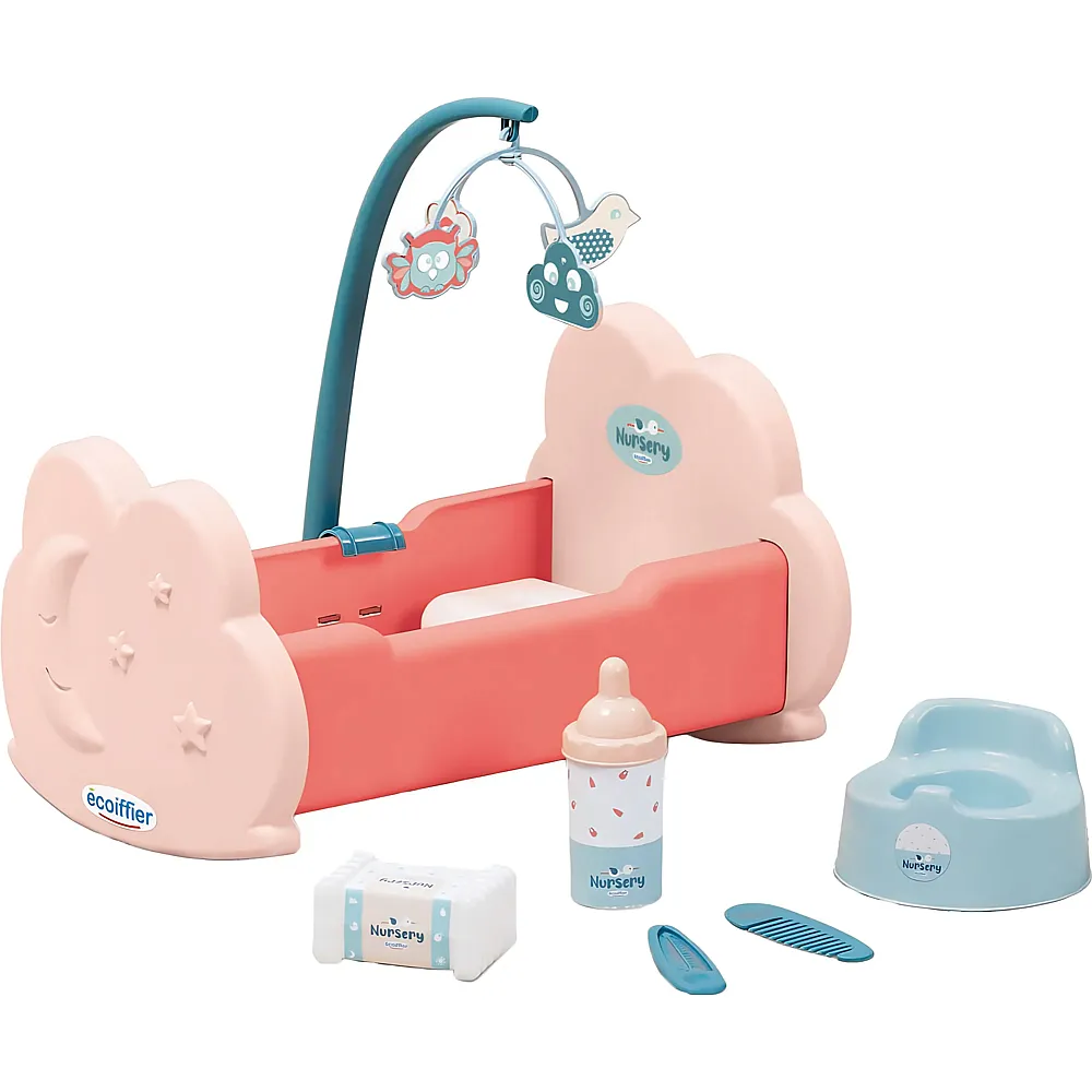 Ecoiffier Nursery Puppenwiege mit Zubeh�r - 6 Teile