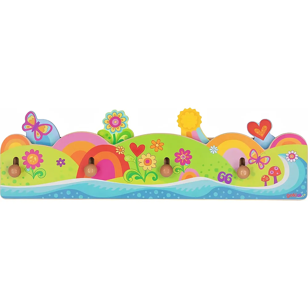 Goki Garderobe Flower Power Aus Holz, 47 X 4,5 X 14 Cm
