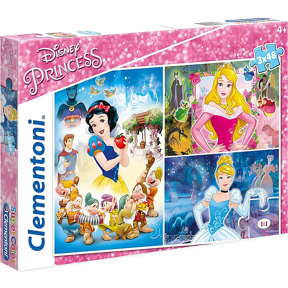 Clementoni Puzzle Supercolor Disney Princess 3x48