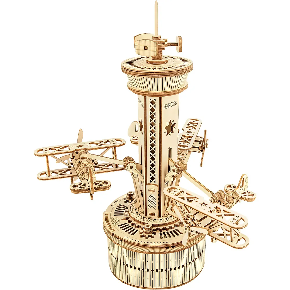 Robotime Rokr Mechanisch Holz 3D Puzzle f�r Erwachsene Modellbausatz f�r Teenager-Flugzeug Turm - Suche
