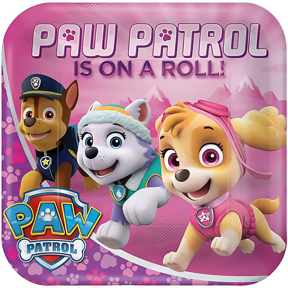 Amscan Paw Patrol Teller Pink 23cm 8Teile | Kindergeburtstag