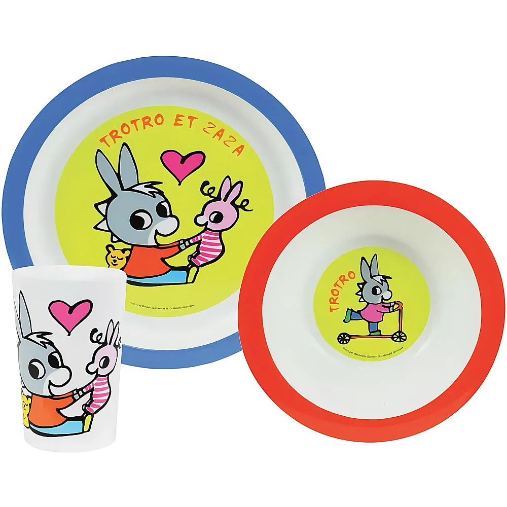 Fun House Trotro Kindergeschirr-Set Teller, Sch�ssel und Glas