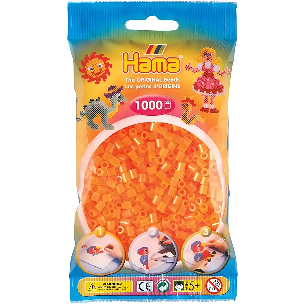 Hama Midi Bgelperlen Neon 207-38 Orange 1000Teile