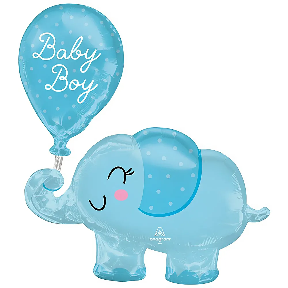 Riethmller Folienballon Elefant - Baby Boy 73x78cm | Kindergeburtstag