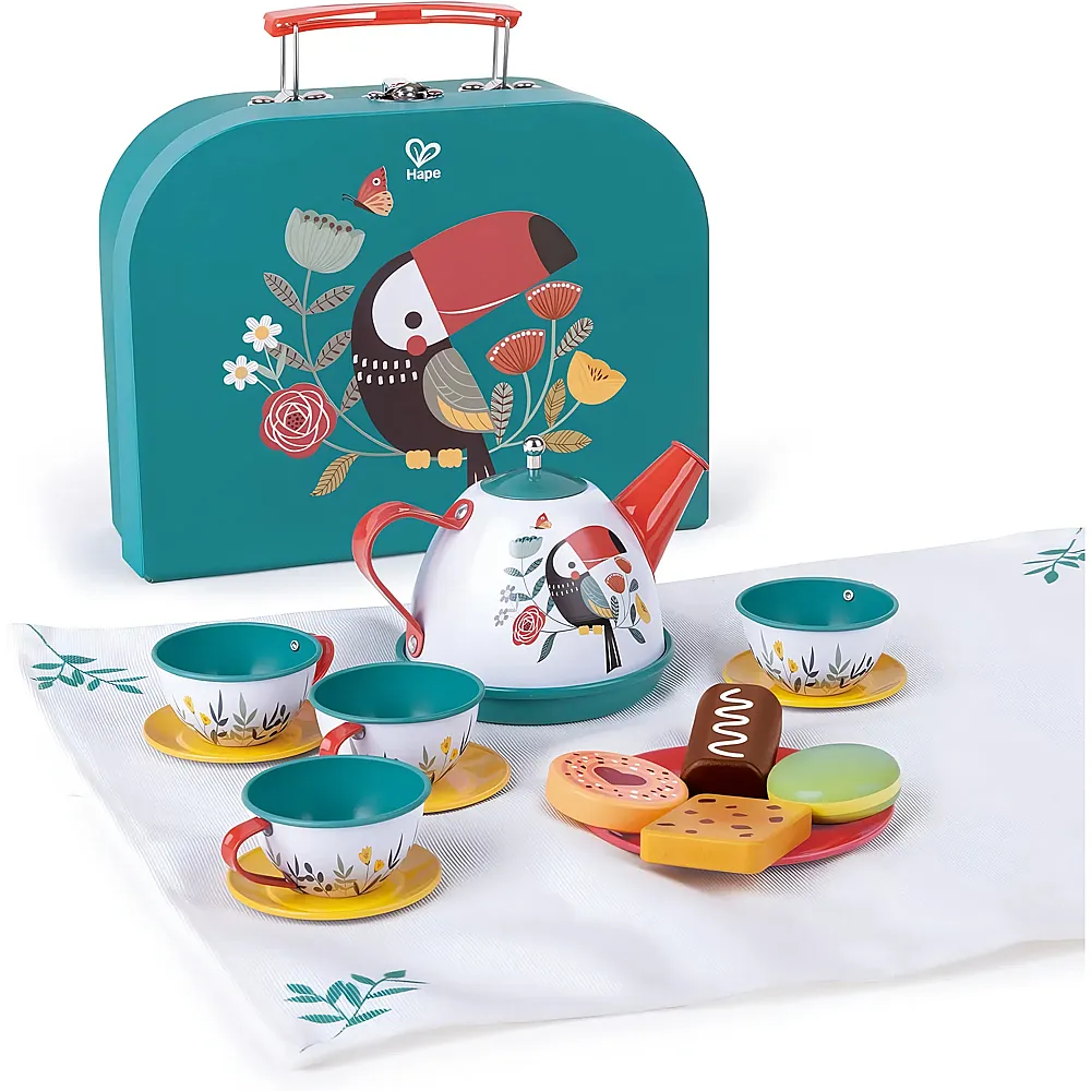 Hape Rollenspiele Teestunde, Tee-Set mit Koffer Tukan