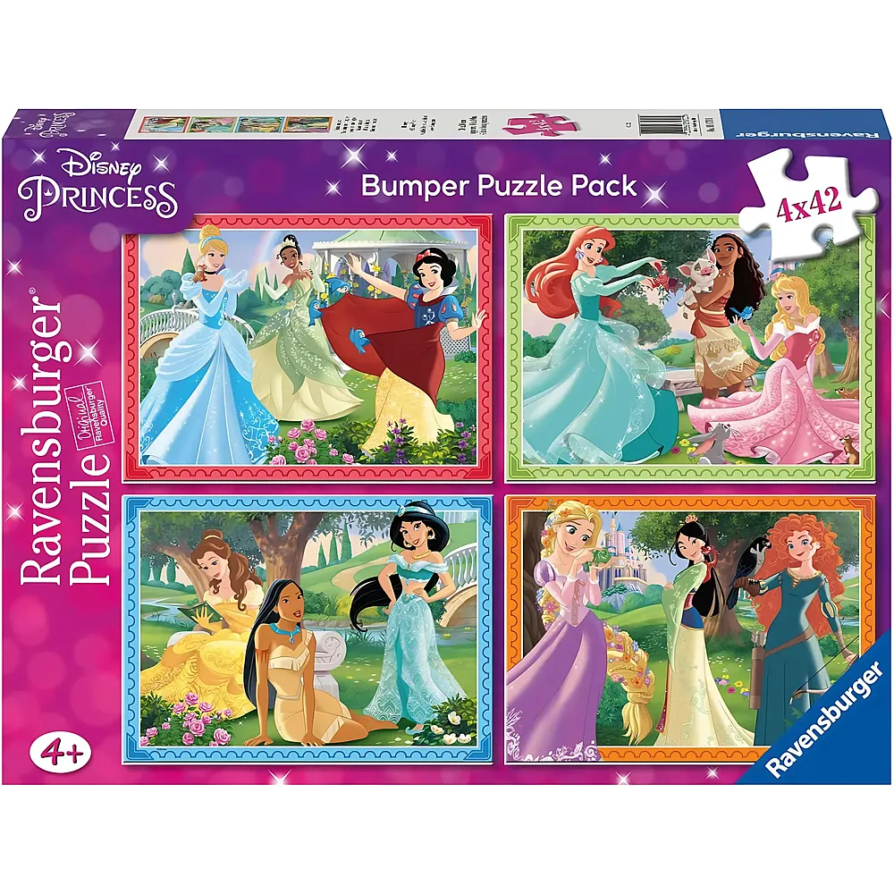 meinspielzeug - Ravensburger Puzzle 4in1 Disney Princess Bumper Pack - 42 Teile | Puzzle 10-104 Teile