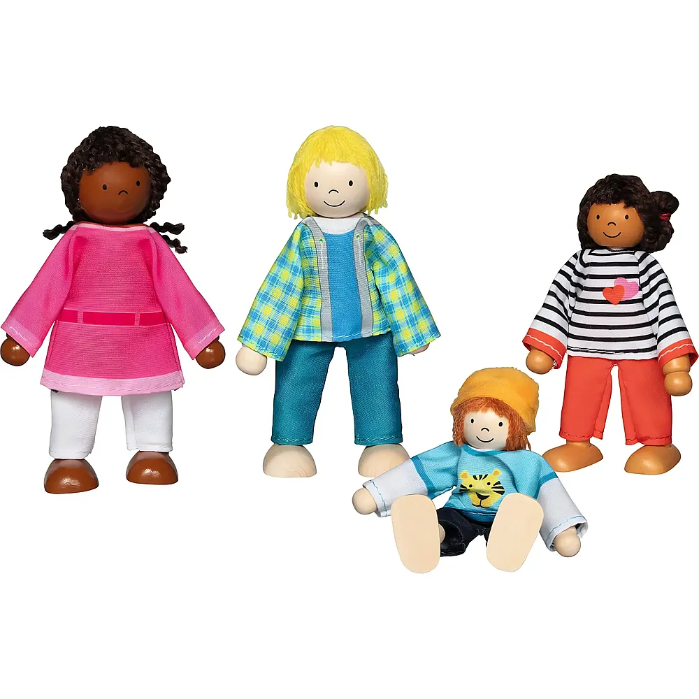 meinspielzeug - Goki Biegepuppen Interkulturelle Familie - 11 cm