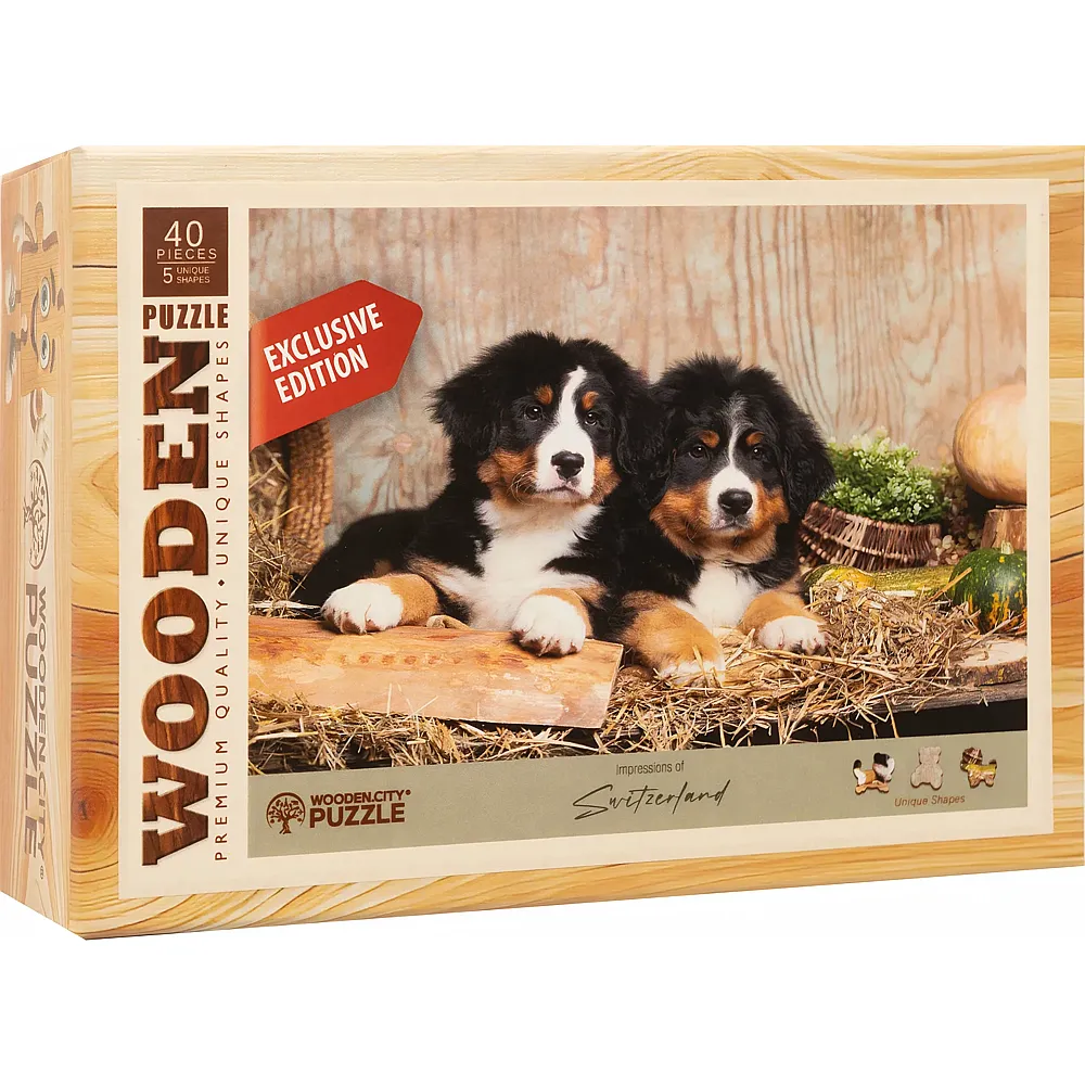 Wooden City Mini-Puzzle Holz Welpen