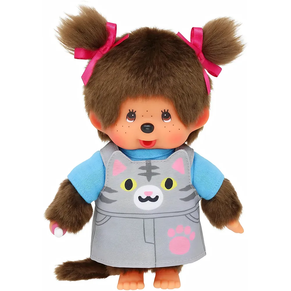 Monchhichi M�dchen mit Latzkleid und Katzengesicht - 20 cm