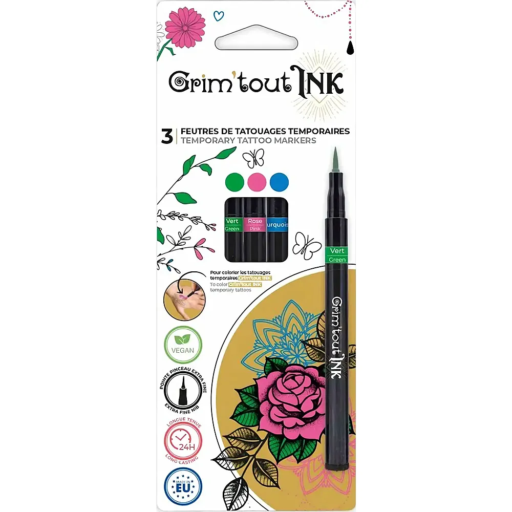 Grim'tout Ink Set 3 Feutres DE Tatouage Temporaire Complemen - Suche