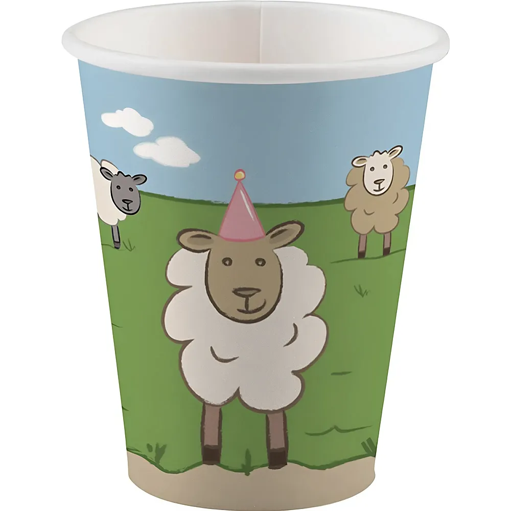 Amscan Pappbecher Bauernhof - 8 Teile | Tischdeko