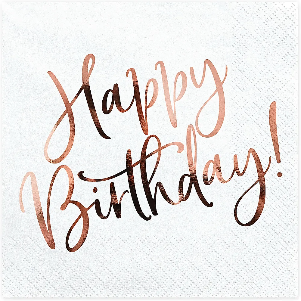 Partydeco Servietten Happy Bithday Ros� Gold - 20 Teile