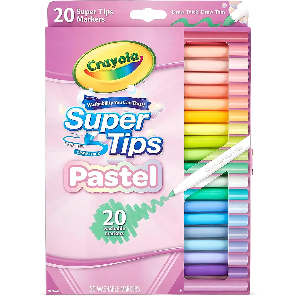 Crayola Pastel Super Tips, Auswaschabre Filzstifte mit mittelfeiner Spitze 20Teile