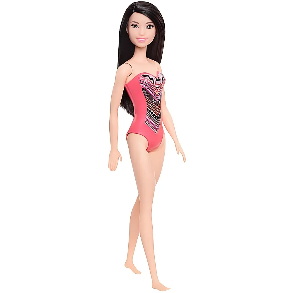 Barbie Familie & Freunde Beach Puppe mit Badeanzug im Aztekenmuster
