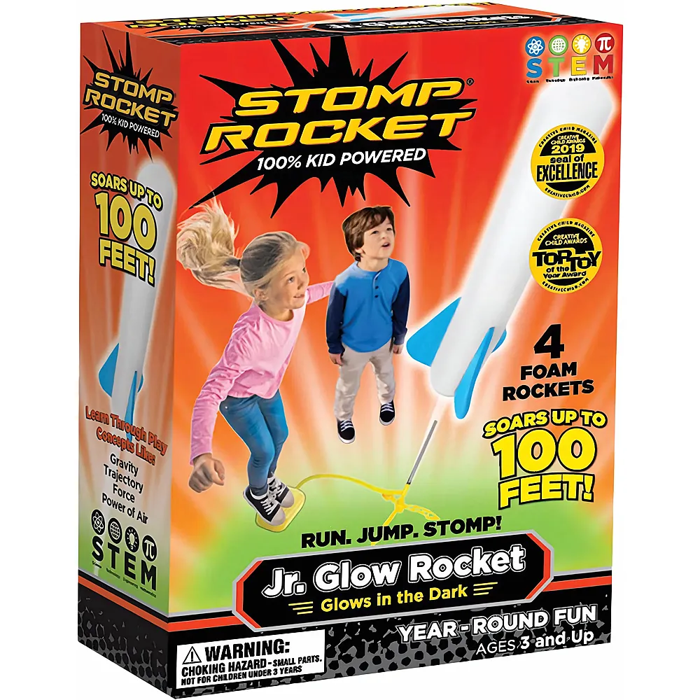 Stomp Rocket Jr. Glow Raketen - leuchten im Dunkeln - 4 Teile