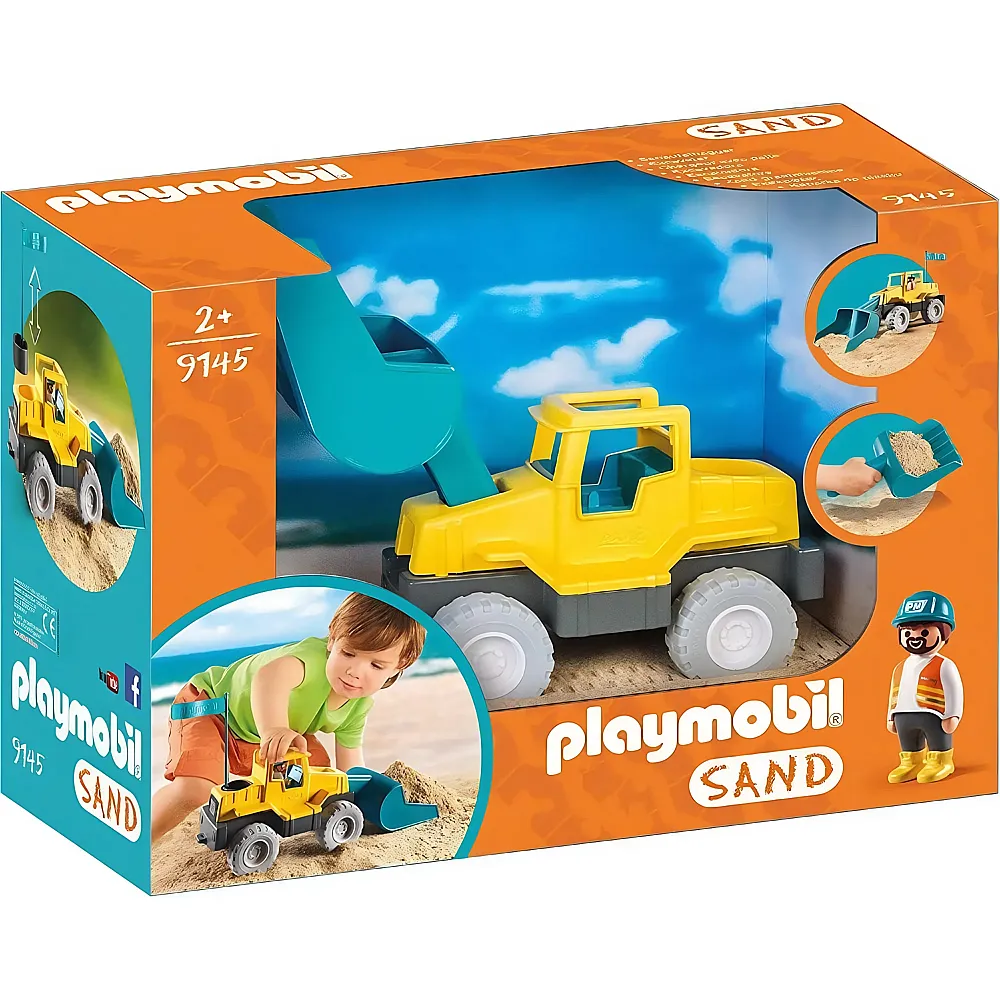 PLAYMOBIL 1.2.3 Sand Schaufelbagger 9145