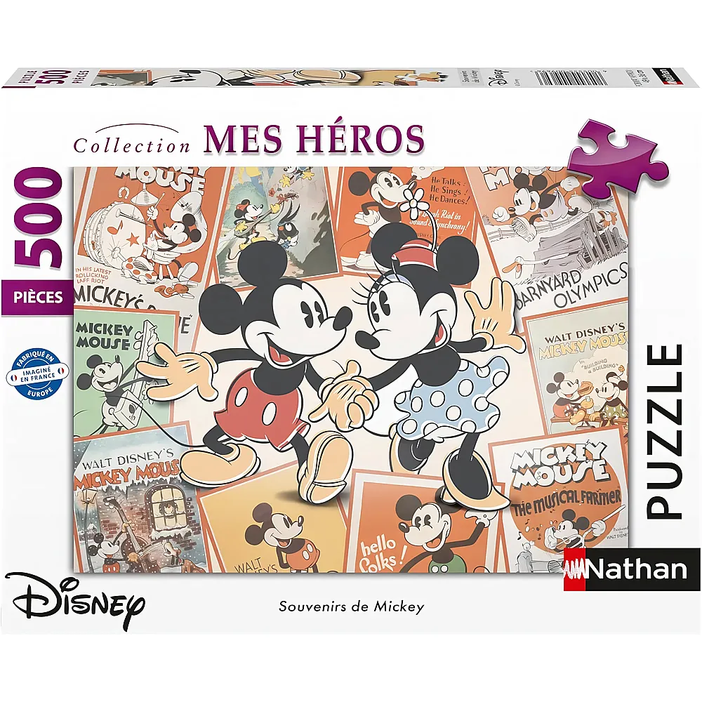 Nathan Puzzle Collection Mes H�ros Retro Mickey Mouse & Minnie - 500 Teile