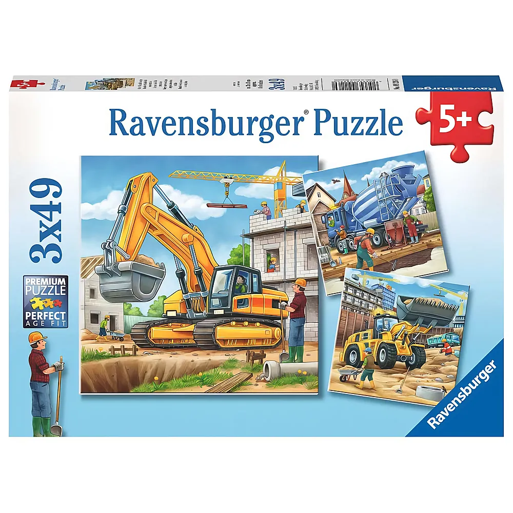 Ravensburger Puzzle Grosse Baufahrzeuge 3x49