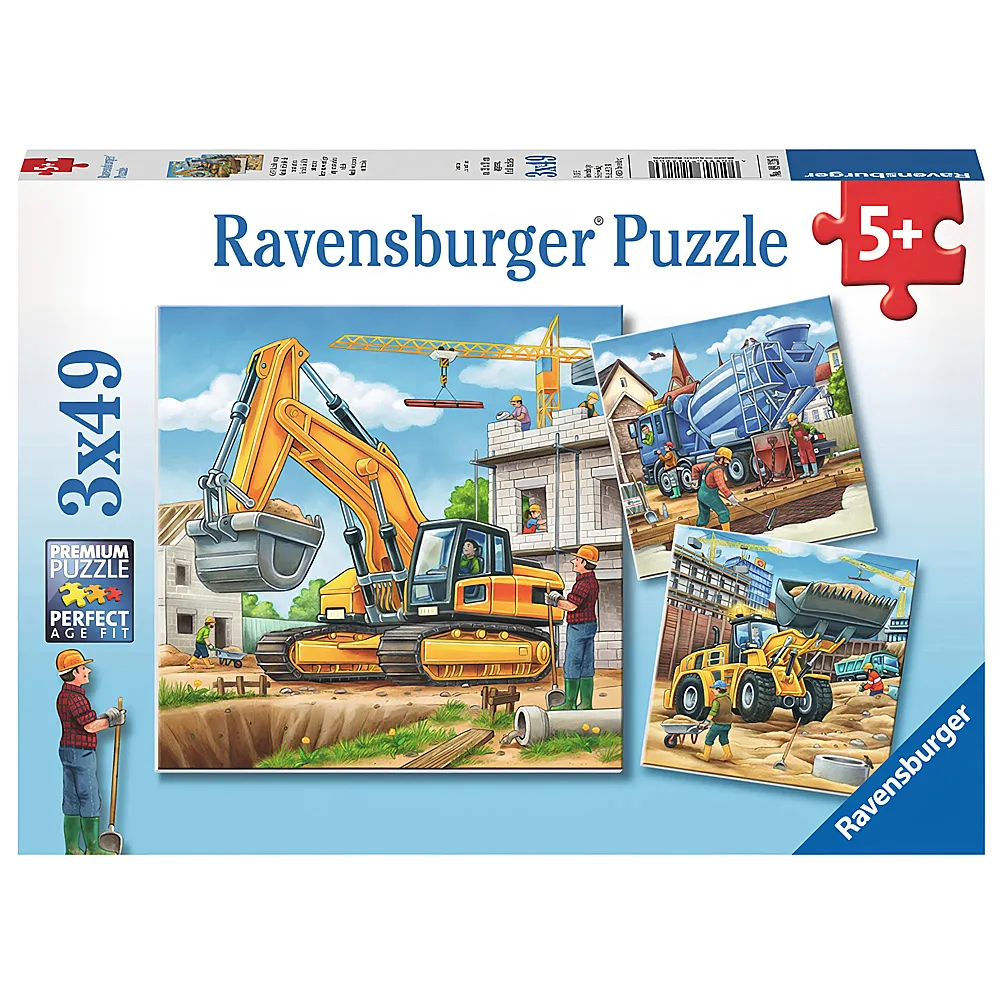 Ravensburger Puzzle Grosse Baufahrzeuge 3x49