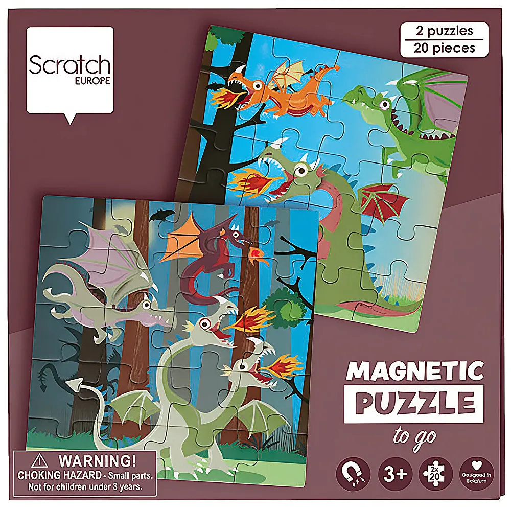 Scratch Reise-Magnetpuzzle Drachen 2x20