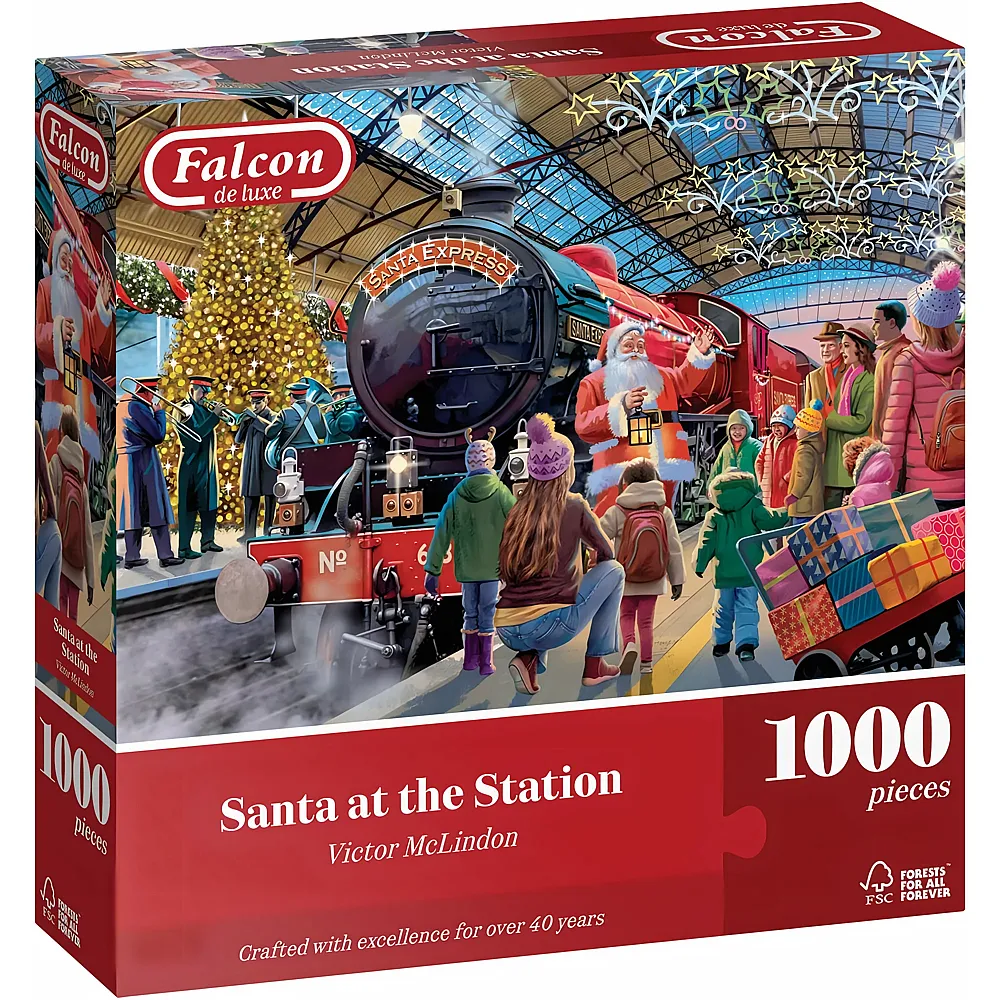 Falcon Puzzle Weihnachtsmann am Bahnhof 1000Teile