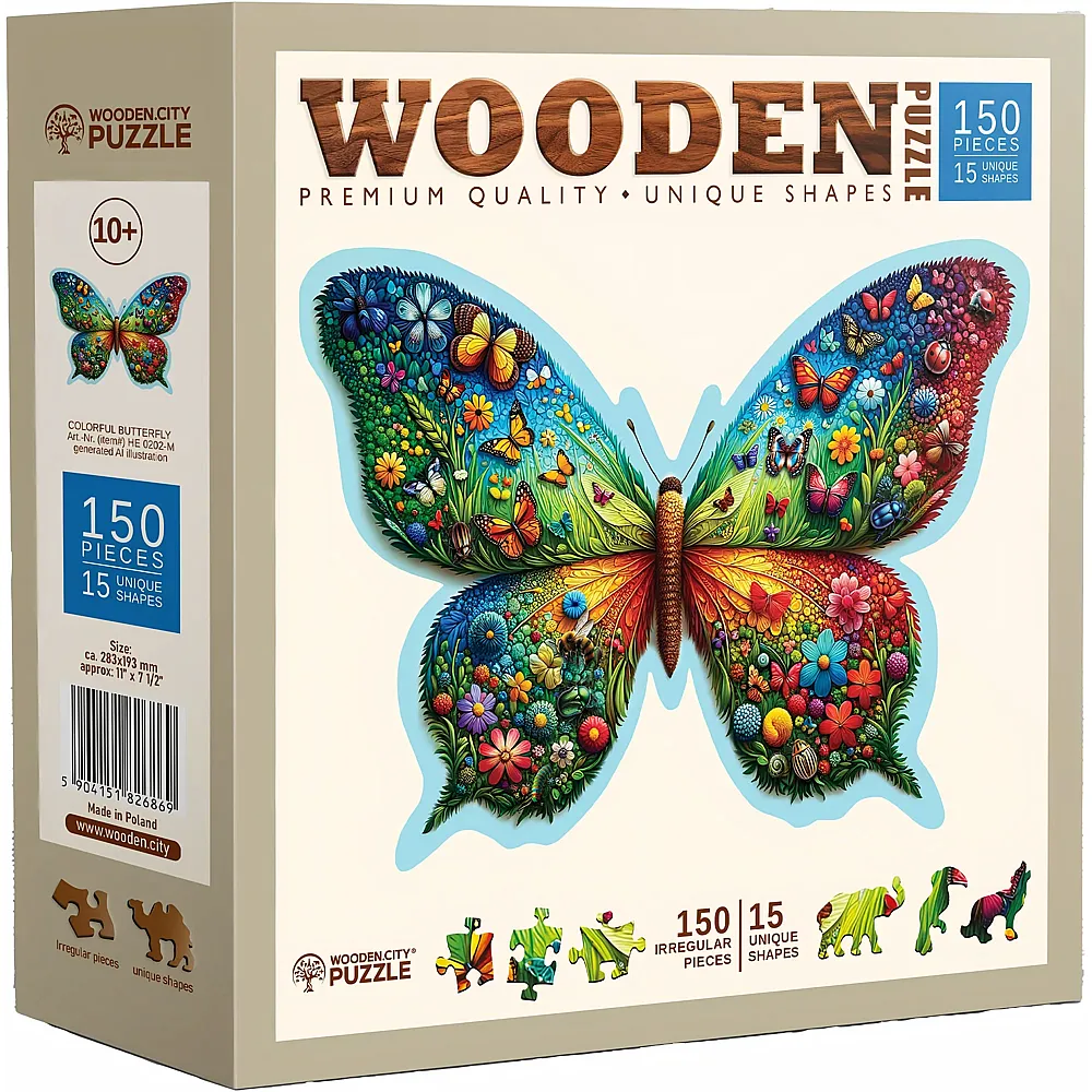 Wooden City Puzzle Bunter Schmetterling - 150 Teile