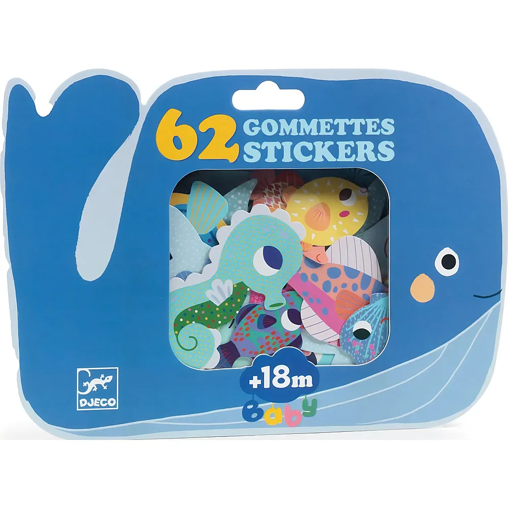 Djeco Sticker f�r die Kleinen Meerestiere - 62 Teile