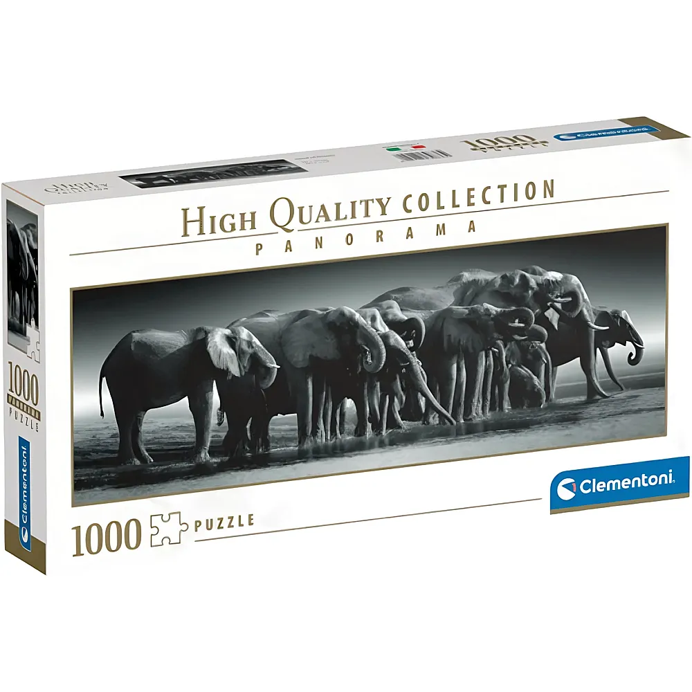 Clementoni Puzzle High Quality Collection Panorama Herd of Giants - Elefantenherde 1000Teile