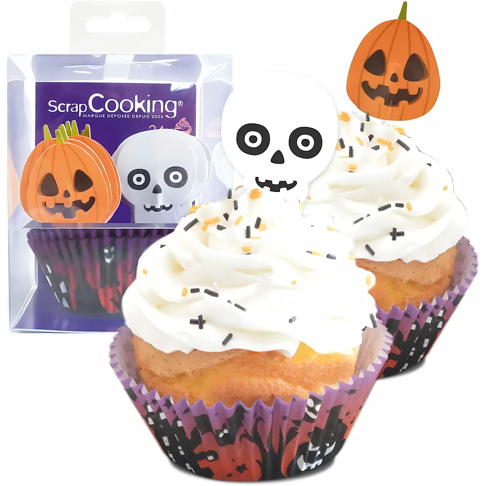 ScrapCooking 24 Muffinfoermchen + 24 Toppers Halloween - 48 Teile | Backen & Dekorieren