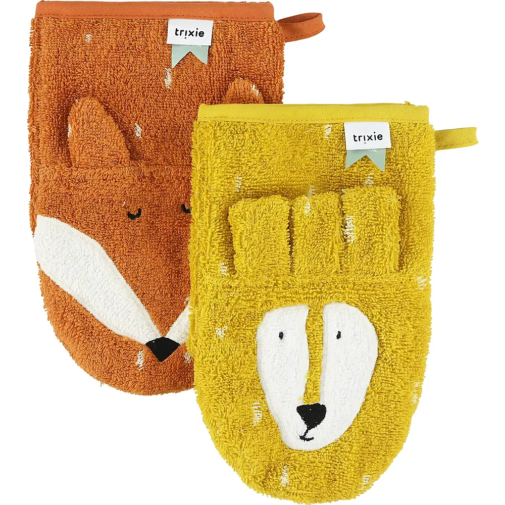 Trixie 2er Set Waschhandschuh L�we und Fuchs