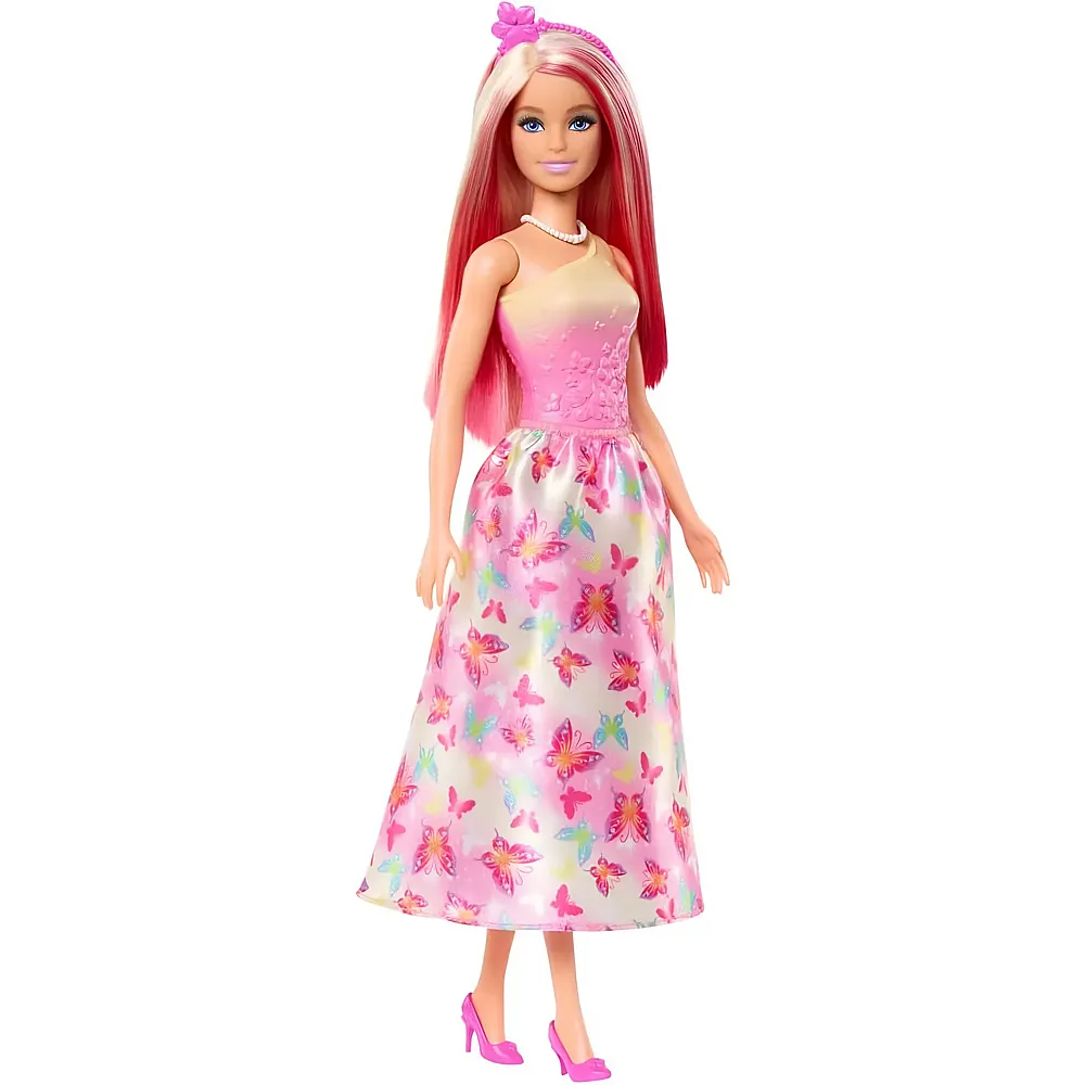Barbie Dreamtopia Royal-Puppe mit fantasievollen Haaren in Blond und Pink, bunten Accessoires