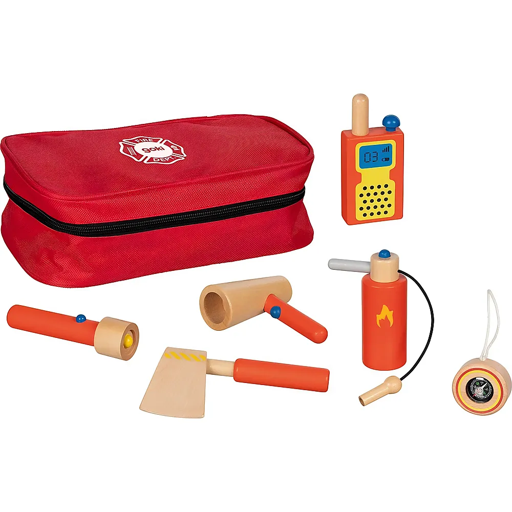 meinspielzeug - Goki Rollenspiele Feuerwehr-Einsatztasche - 7 Teile | Schutz & Rettung
