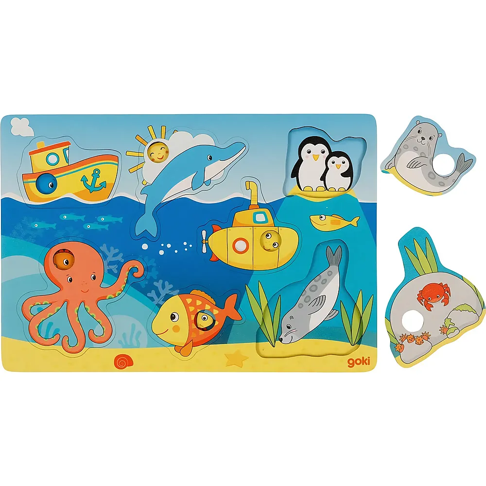 meinspielzeug - Goki Puzzle Hintergrundbildpuzzle Meerestiere - 7 Teile | Kleinkind-Puzzle