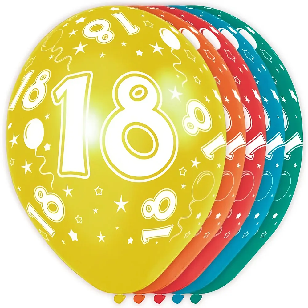 Folat Gummiballone 18. Geburtstag 5 Stk. sort. metallic 30cm