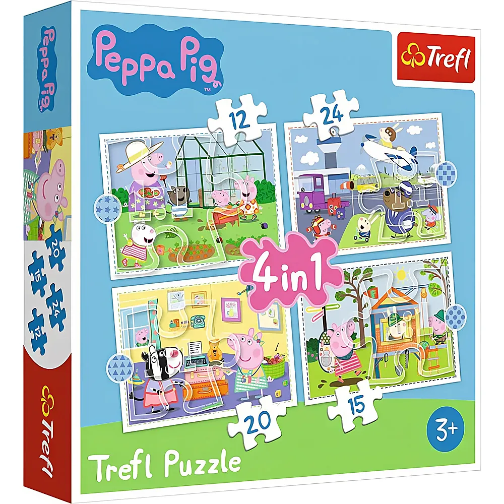 meinspielzeug - Trefl Puzzle 4in1 Ferienerinnerungen 12-24Teile Peppa Pig | Puzzle 10-104 Teile