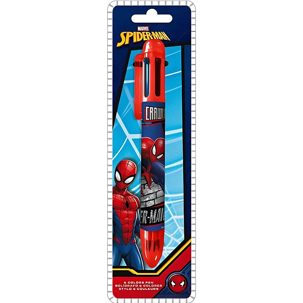 meinspielzeug - Kids Licensing Spiderman Mehrfarbenstift mit 6 Farben | Schule & Kindergarten