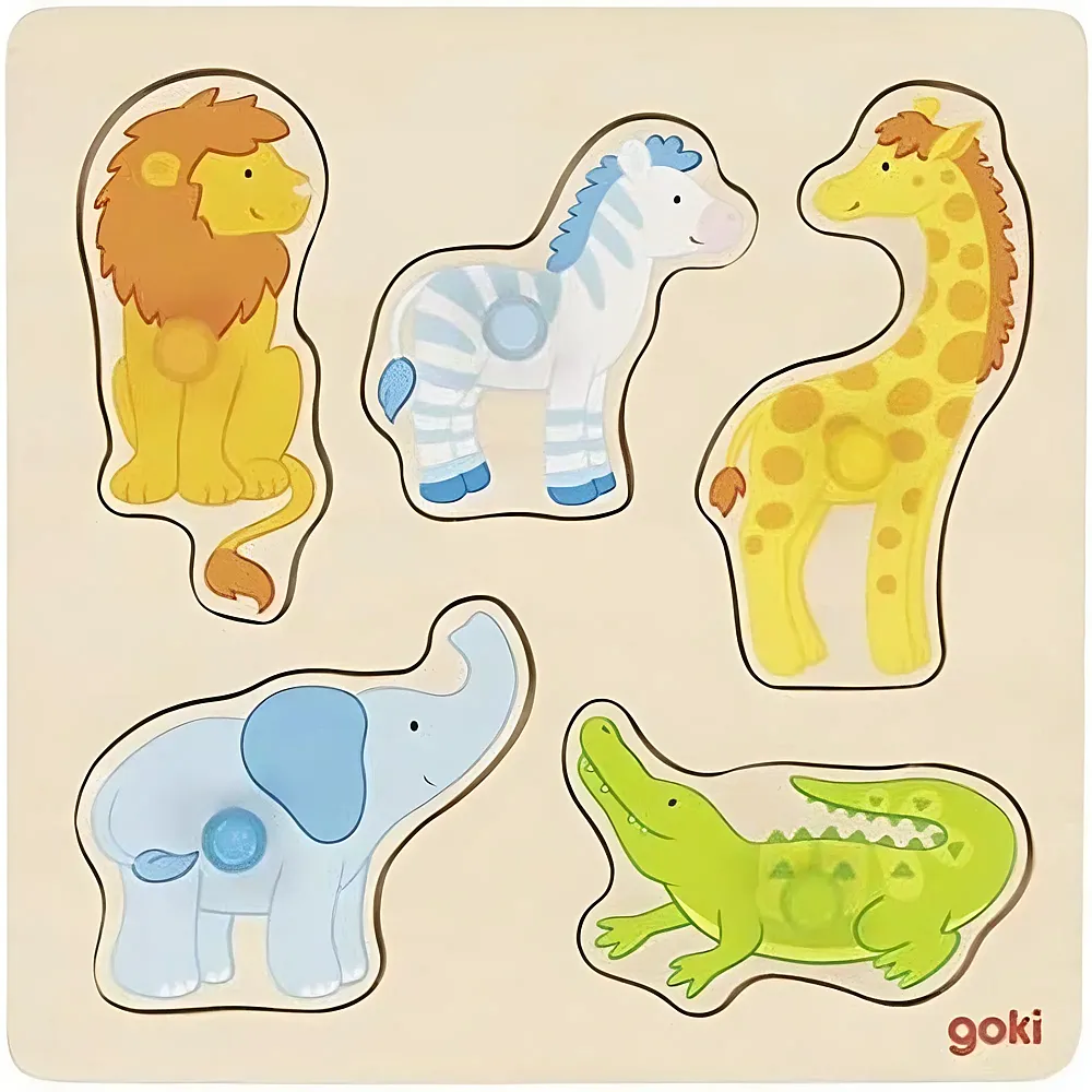 Goki Steckpuzzle Auf Safari 5Teile | Kleinkind-Puzzle