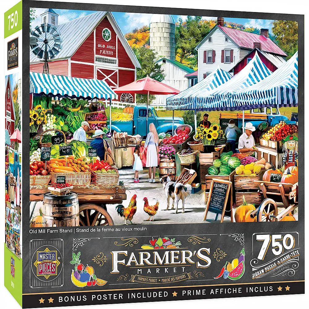 Master Pieces Puzzle Farmer's Market Bauernmarkt  Old Mill Farm 750Teile