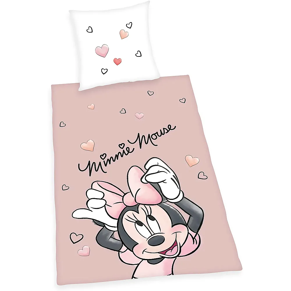 meinspielzeug - Herding Disney Minnie Mouse Bedding Set, Pillowcase 80 x 80 cm, Duvet Cover 135 x 200 cm, with Smooth Zip, 100%