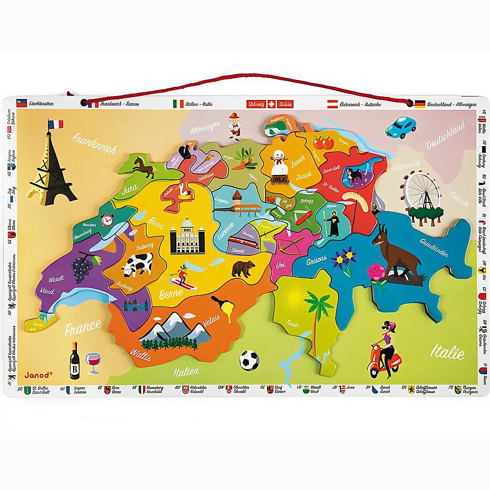 Janod Puzzle Magnetkarte Schweiz 24Teile | Puzzle 24-104 Teile