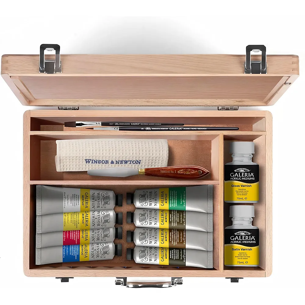 Winsor & Newton Galeria Acrylic Acrylfarben Set im Holzkasten - 8 x 60 ml