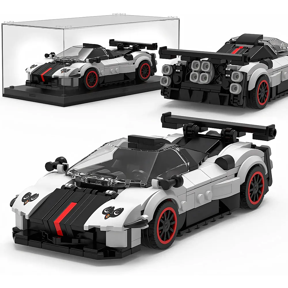 meinspielzeug - Mould King Speed Champion Supersportwagen Zonda Cinque mit Acryl Vitrine 27093 | Klemmbausteine Fahrzeuge