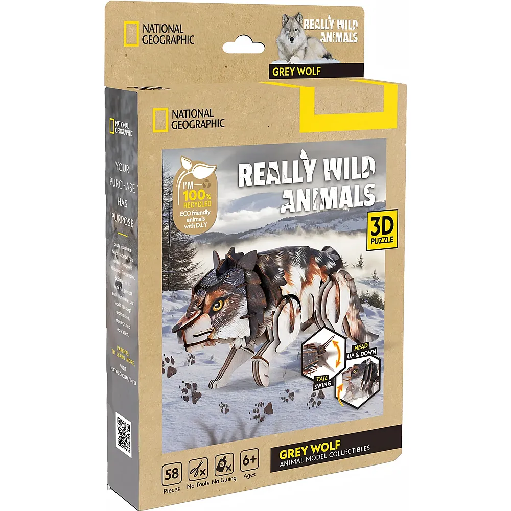 Cubic Fun Puzzle National Geographic 3D Wolf 58Teile